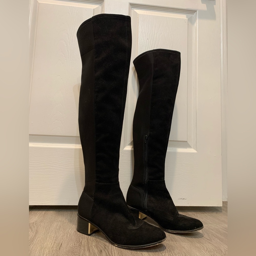 Suede Black Over the Knee Boots